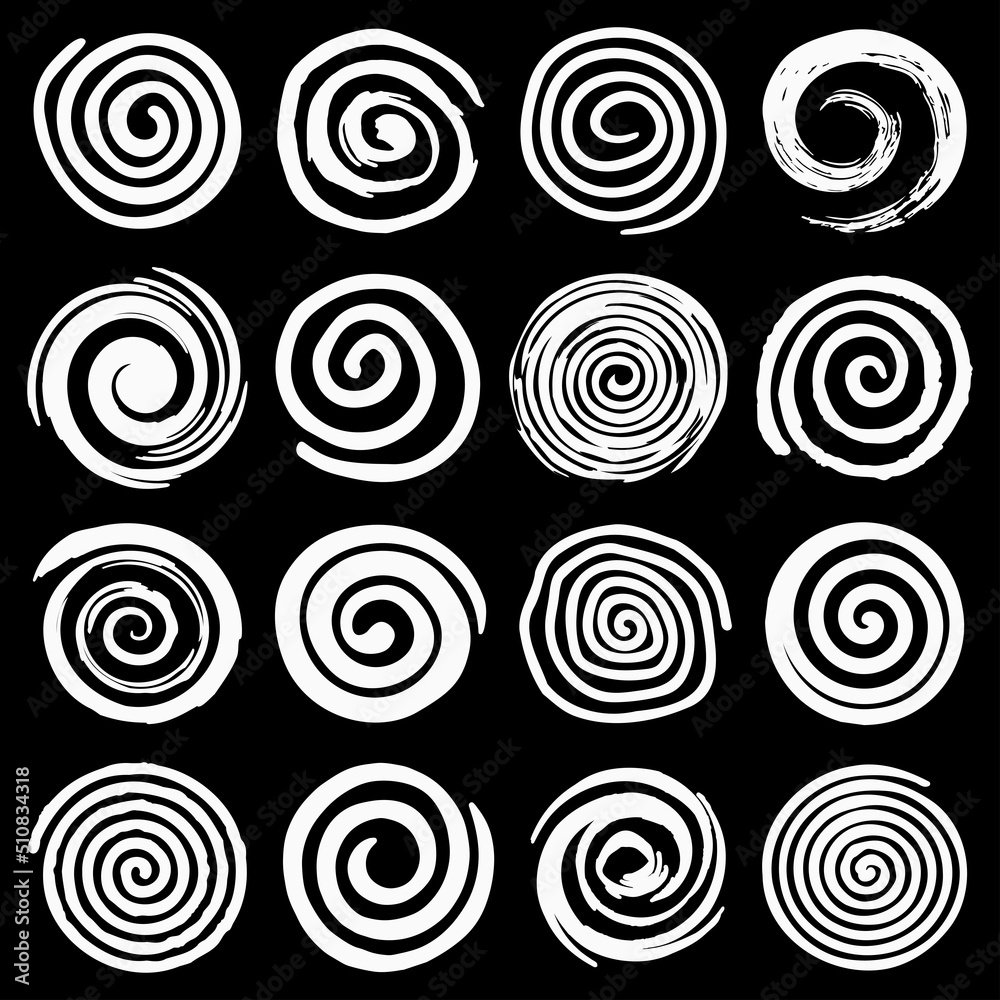White Hand Drawn Spiral Vector Collection White Hand Drawn Spiral Vector Collection
