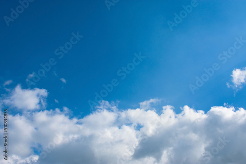 Sky beautiful with blue and white cloud on day light, nature fluffy cloud sky background.