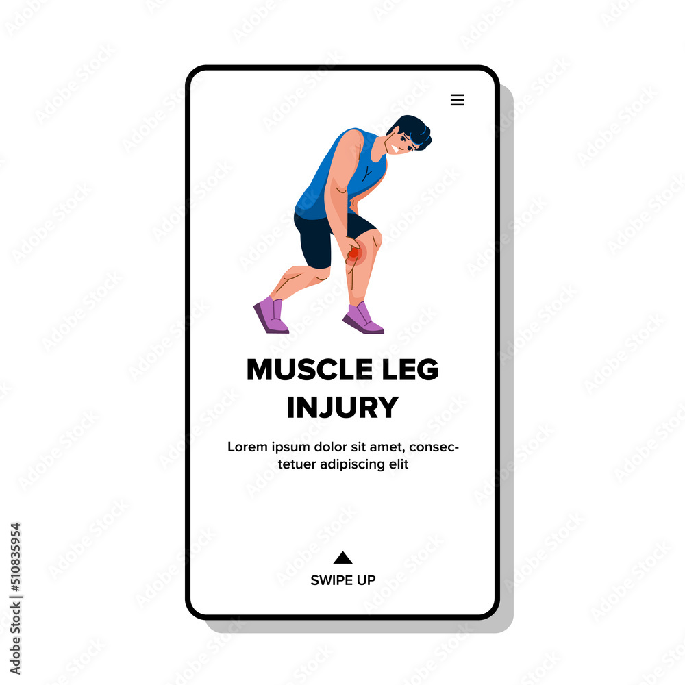 Muscle Leg Injury Vector. Sport Cramp Pain, Ache Hurt, Knee Sore ...