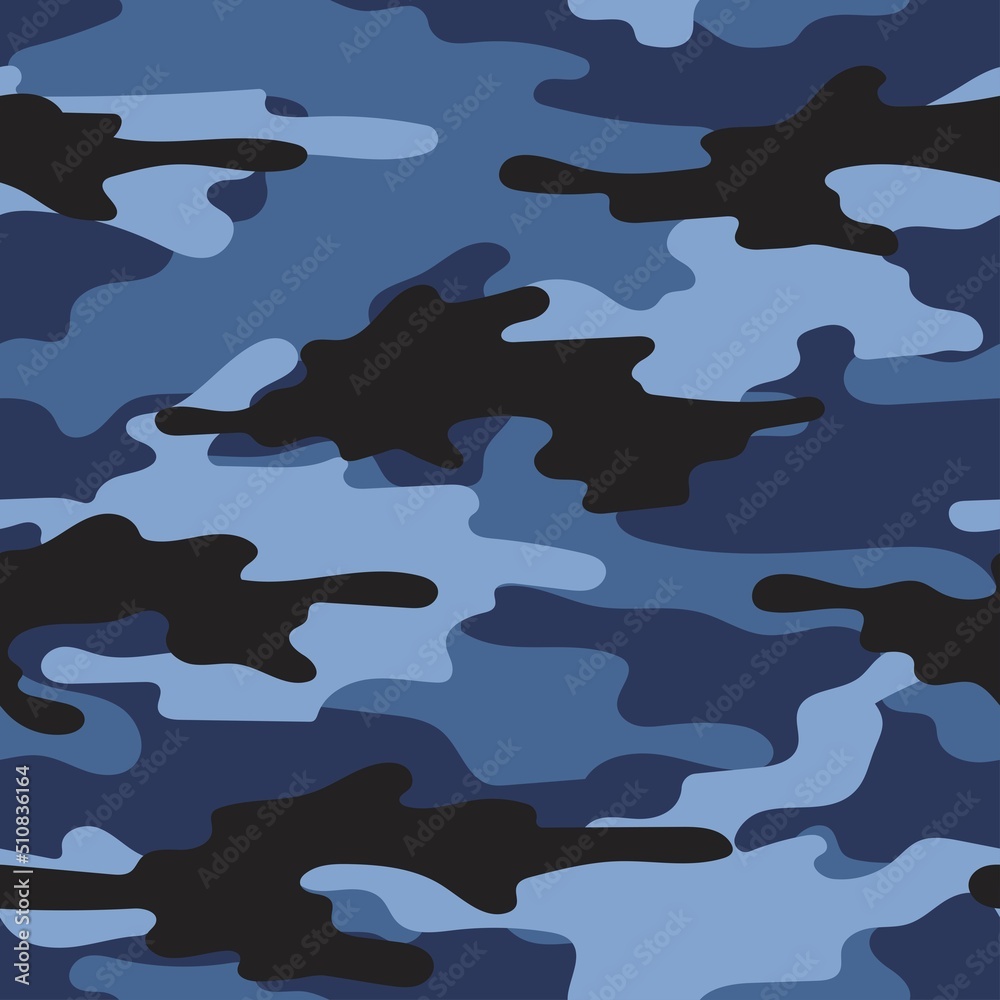 blue military camouflage. vector seamless print. army camouflage for clothing or printing