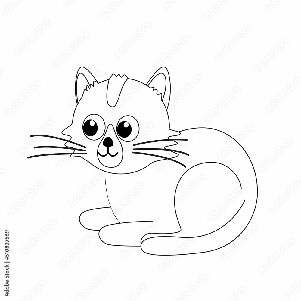 Kitty. Coloring page. Black and white cat, kitten. Vector Kitty. Coloring page. Black and white cat, kitten. Vector