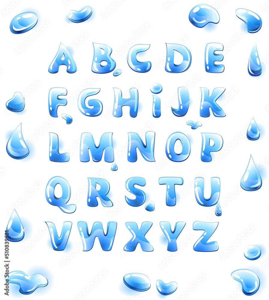 Fresh blue water font illustration