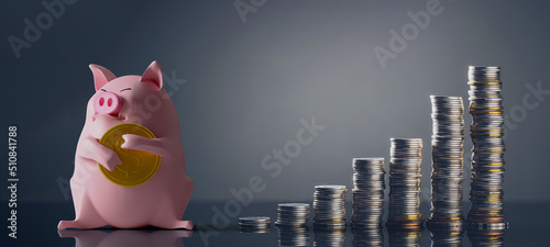 Принти на полотні Piggy bank cherishes Dollar coin
