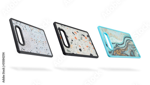 plastic cutting board set isolated on whitre background