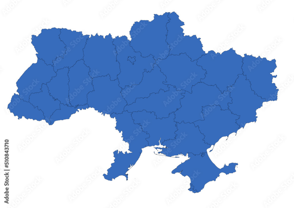 High detailed blue vector map of Ukraine on white background. Abstract design vector illustration eps.