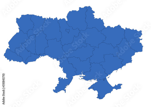 High detailed blue vector map of Ukraine on white background. Abstract design vector illustration eps.