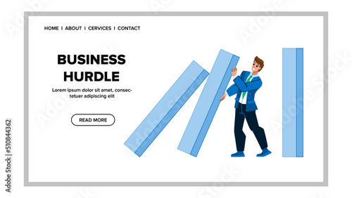business hurdle vector. businessman obstacle, overcome race, challenge success, creer jump business hurdle character. people flat cartoon illustration