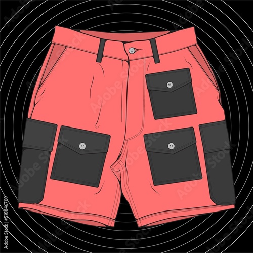 short pants color block drawing vector, short pants in a sketch style, trainers template, vector Illustration.
