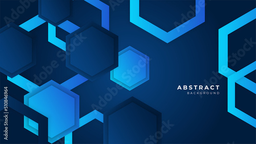 blue banner geometric shapes abstract modern technology background design. Vector abstract graphic presentation design banner pattern background web template.