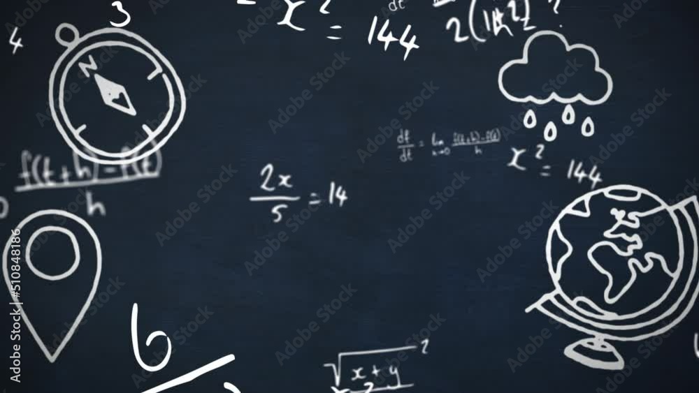 Animation of math formulas on black background