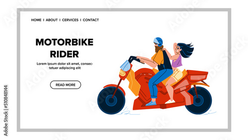 motorbike rider vector. motorcycle ride bike, motorcyclist, road biker motorbike rider character. people flat cartoon illustration