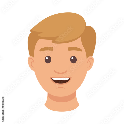 Handsome Man Character with Laughing Face Demonstrating Emotion Vector Illustration