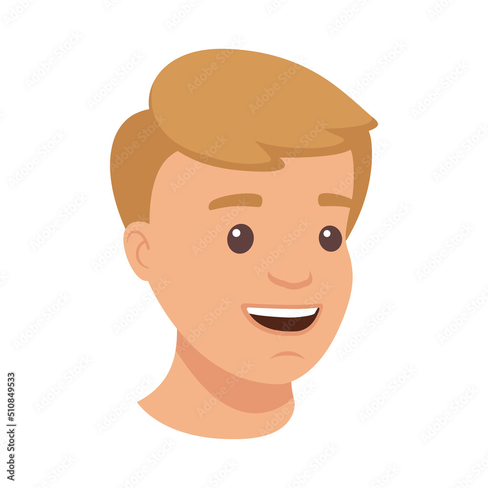 Handsome Man Character with Laughing Face Demonstrating Emotion Vector Illustration
