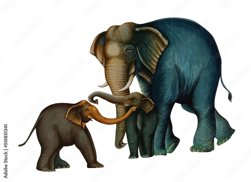 elephent mom and baby wall art design