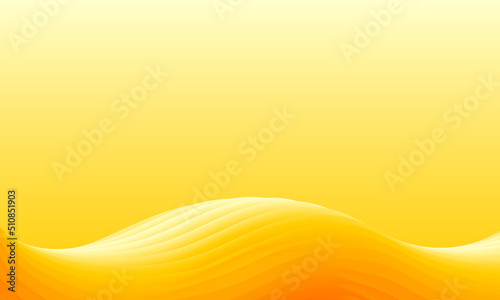 Luxurious yellow background with a golden wave. Wallpaper with a shining wave on a sunny background. Print