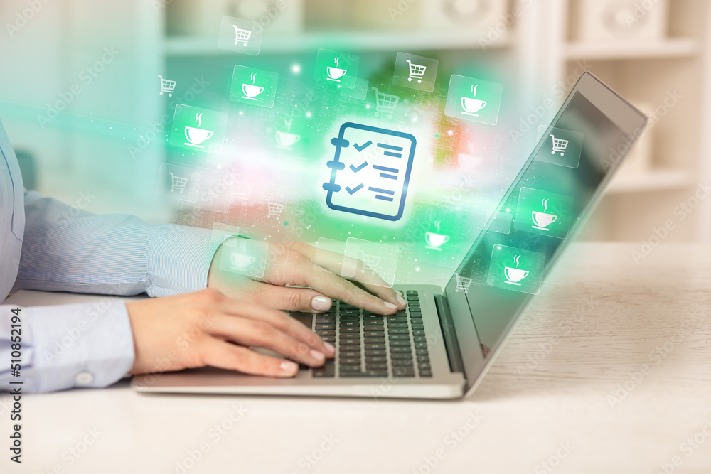 Businessman working on laptop with new business Businessman working on laptop with new business