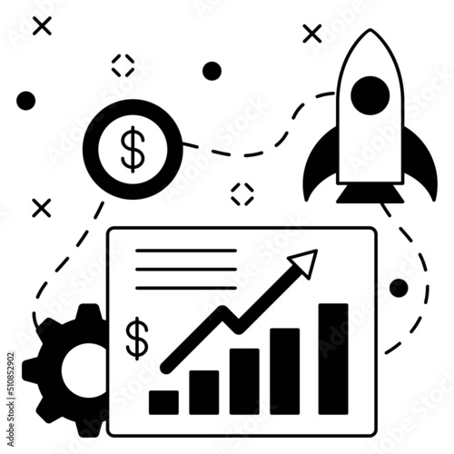 Product Launch Growth analysis Concept, vital insights vector icon design, business corporation symbol, Joint partnerships Sign, Sales and Marketing management stock illustration