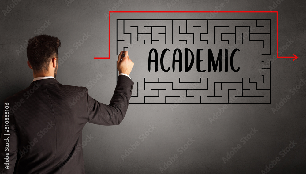 businessman drawing maze concept businessman drawing maze concept