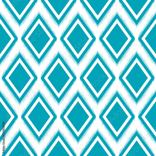 Traditional geometric blue color fabric pattern for carpet background, fabric wallpaper and shirt vector illustration