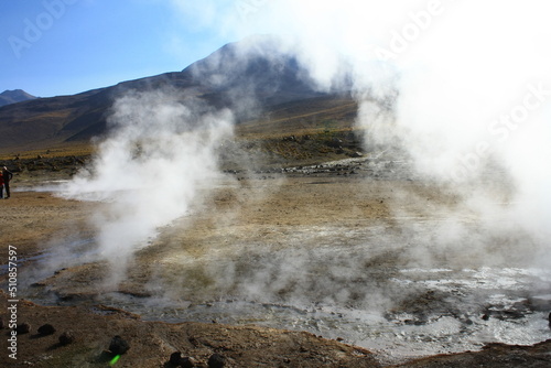 El Tatio hot springs (geisers del tatio), located in Atacama region, in Chile. 