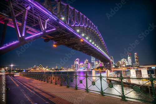 Sydney city harbour bridge at night