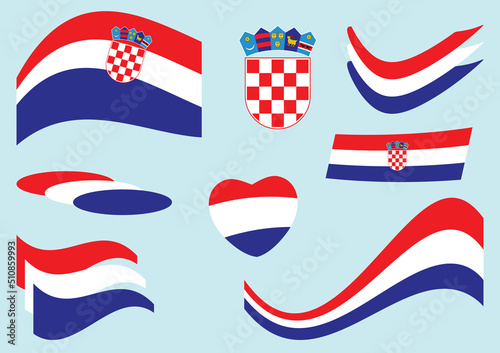vector set of flags of Croatia - national symbol