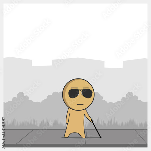 Blind man with a cane 
