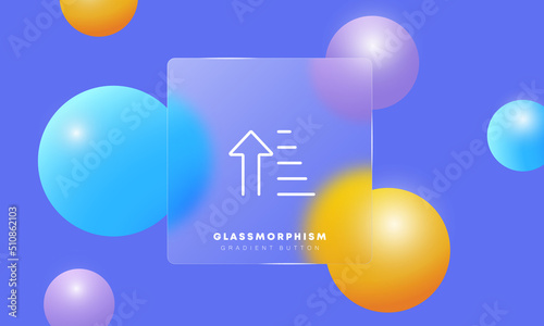 Sort ascending line icon. Arrows, tiles, apps, shapes, list, sorting, charts, circles, sliders, checkmark. Applications concept. Glassmorphism style. Vector line icon for Business and Advertising