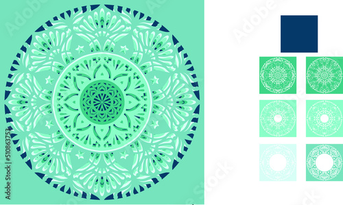 Mandala design. This design consists of several layers. You can change the color and size of the design. Cut each layer and glue together.