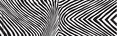 Wild Zebra Wave Pattern Set with black and white. Trendy Stylish Abstract Background..