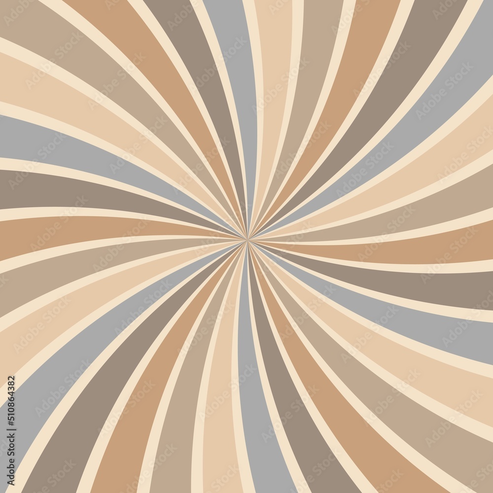Fototapeta premium Sunburst vector background abstract summer retro pattern curved stripes spiral twirl for fabric, texture, textile and wallpaper illustration for digital paper and print materials.