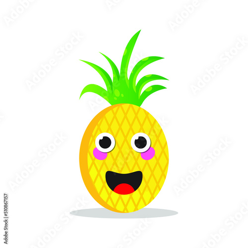 Cute pineapple sticker kawaii character icon vector illustration design