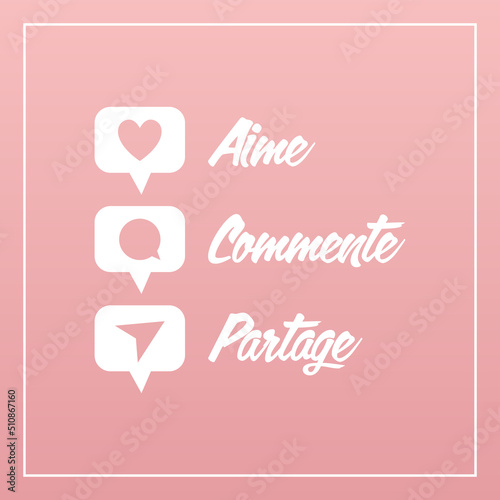 Aime commente et partage - Icones de partage  pour reseaux sociaux - Pictogrammes design © Orkidia