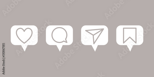 Like comment share icons for social network slide - design pictogram elements