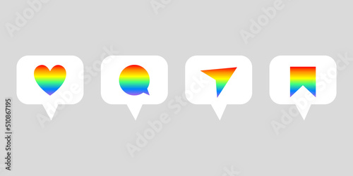 Rainbow Like comment share icons for social network slide - design pictogram elements