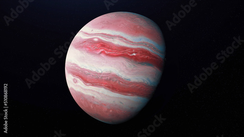 Fototapeta Naklejka Na Ścianę i Meble -  Abstract animation of planet Jupiter with colorful surface rotating in outer space. Animation. Full revolution of the planet around its axis.