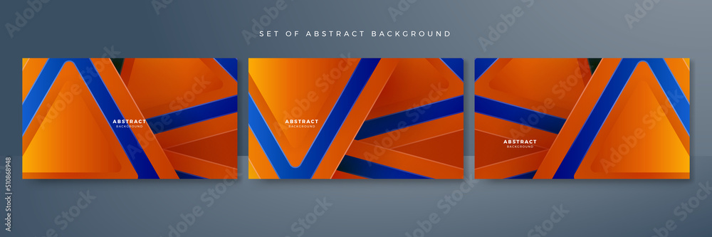 Vector blue orange banner geometric shapes abstract, science, futuristic, energy technology concept. Digital image of light rays, stripes lines with light, speed and motion blur over tech background