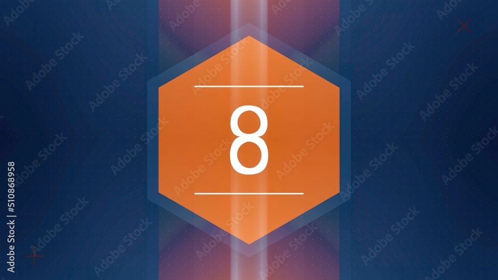 Ilustrace the number 8 appears and has glow and light streaks numbers