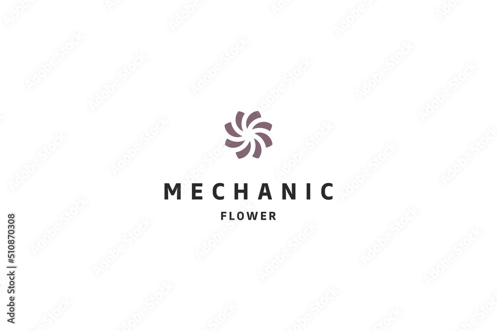 Mechanic-flower template logo design solution