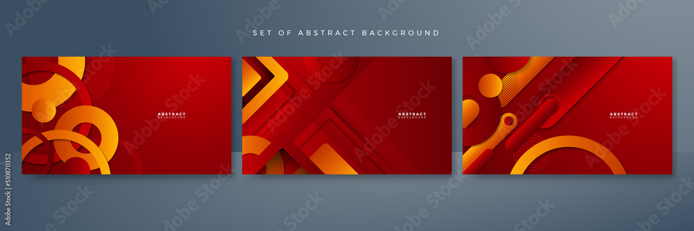 Modern red orange banner geometric shapes corporate abstract technology background. Vector abstract graphic design banner pattern presentation background web template.