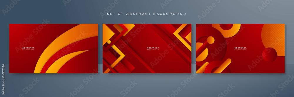Fototapeta premium Dark red orange banner geometric shapes abstract background geometry shine and layer element vector for presentation design. Suit for business, corporate, institution, party, seminar, and talks.