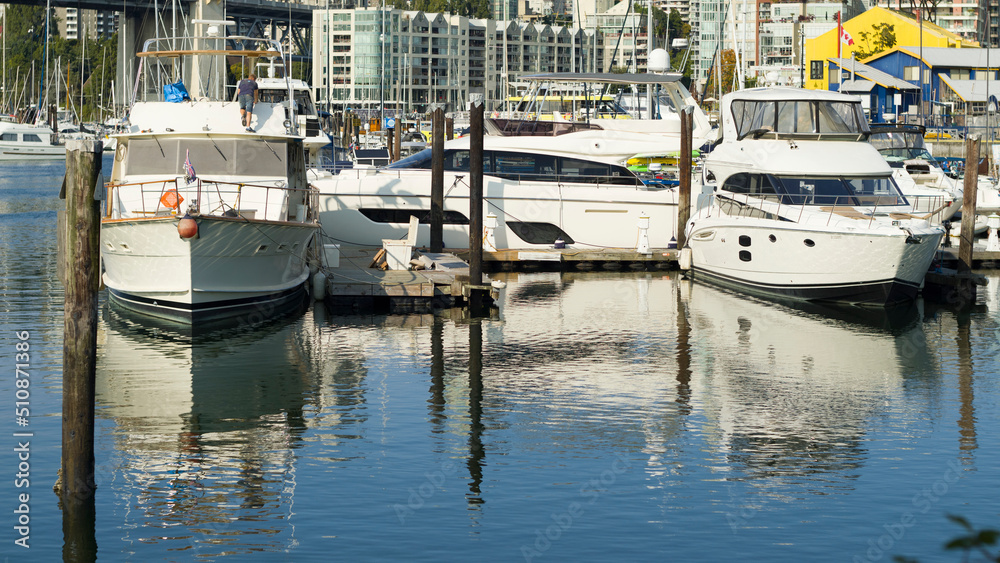 Yachts in harbor in Vancouver Canada