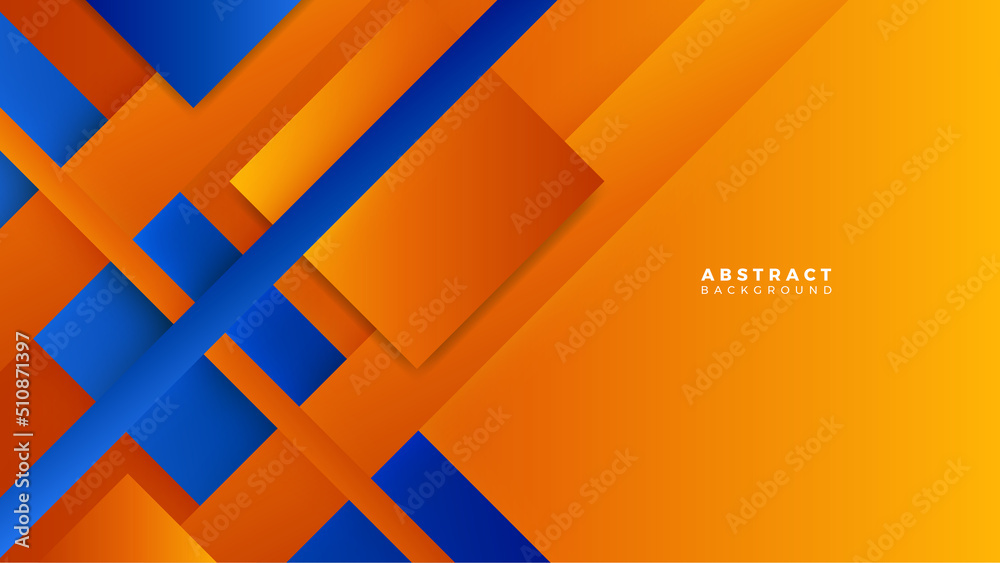 Obraz premium Abstract blue orange banner geometric shapes vector technology background, for design brochure, website, flyer. Geometric blue orange geometric shapes wallpaper for poster, presentation, landing page