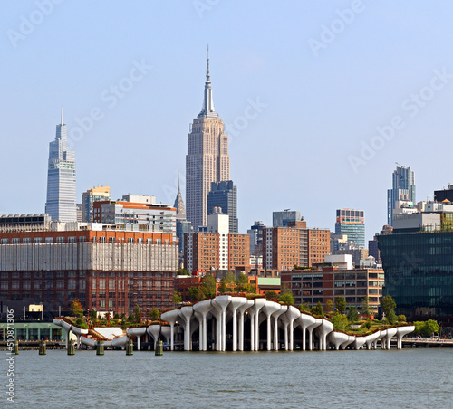 Little Island, artificial island park in Hudson River. View from water photo