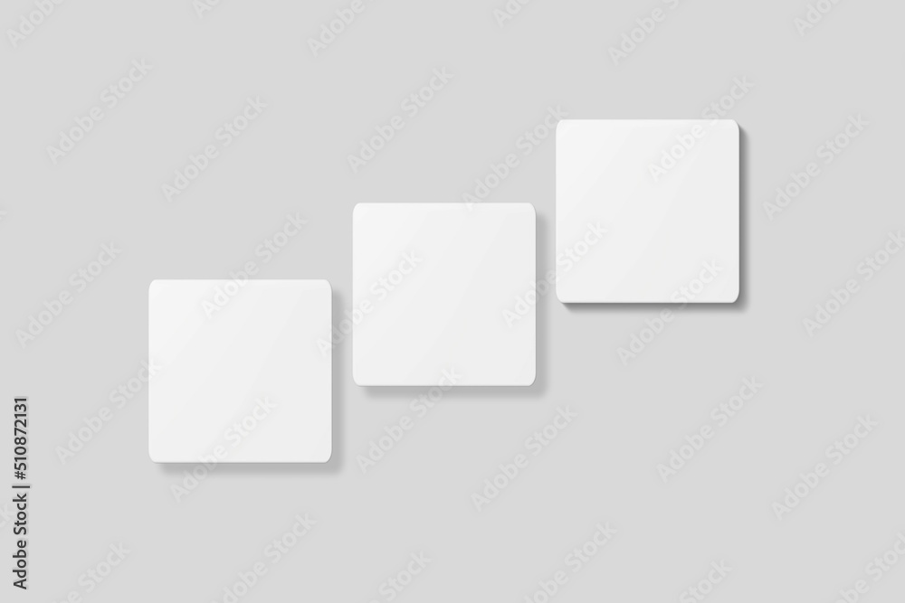 Blank square business card for mockup. 3D Render.