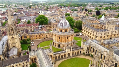 Famous Radcliffe Camera in the Oxford University - aerial view - travel photography