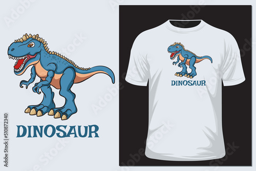 Comic dinosaur t shirt design. Vector