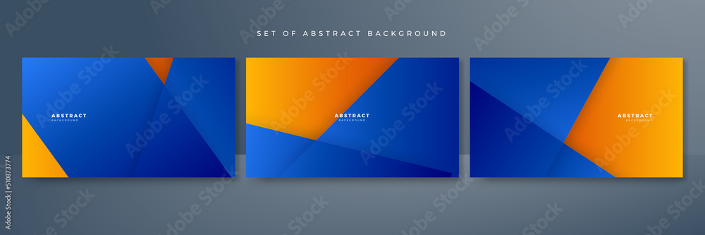 Naklejka premium Vector blue orange banner geometric shapes abstract, science, futuristic, energy technology concept. Digital image of light rays, stripes lines with light, speed and motion blur over tech background