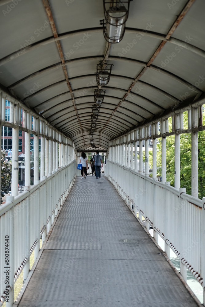 Pedestrian Bridge connecting Semanggi Bus Stop and Bendungan Hilir Bus Stop, taken on June 1, 2022 in Jakarta, Indonesia Pedestrian Bridge connecting Semanggi Bus Stop and Bendungan Hilir Bus Stop, taken on June 1, 2022 in Jakarta, Indonesia