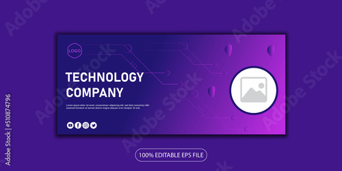 Technology creative crypto tech it business company facebook cover design template 
